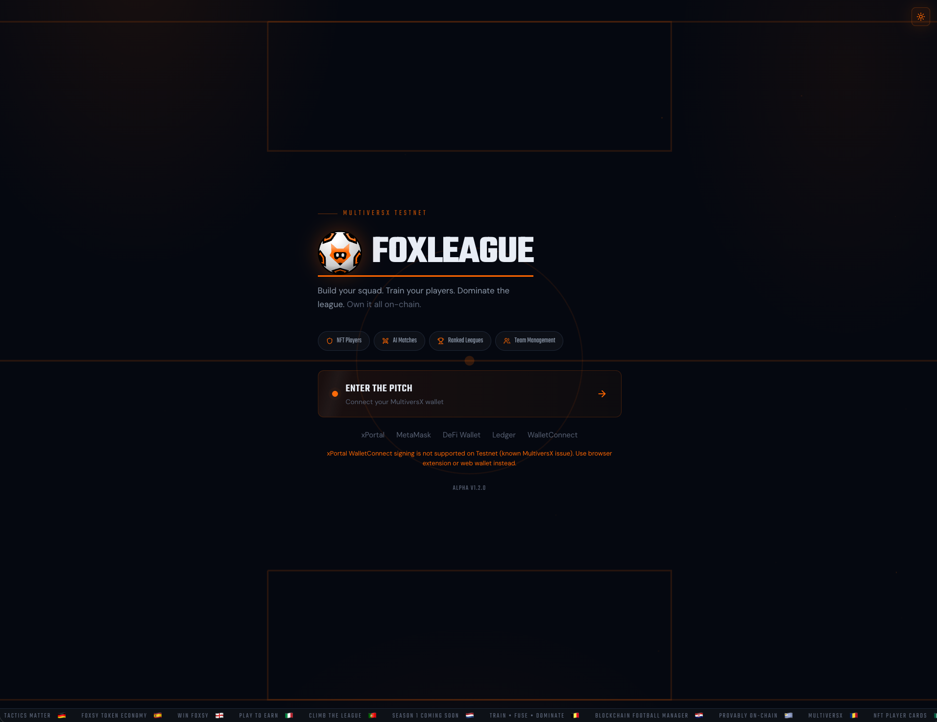 FoxLeague Login page