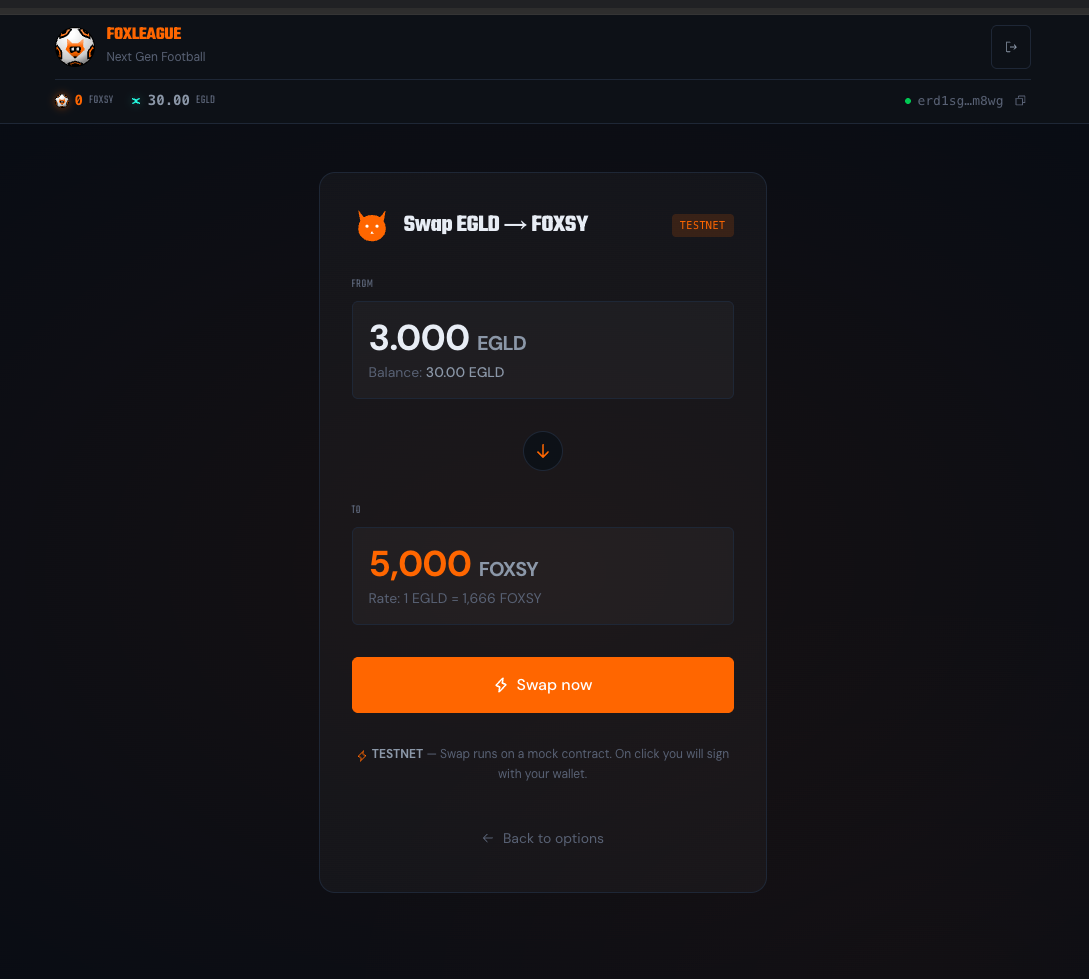 Swap xEGLD → FOXSY: 3 xEGLD in, 5000 FOXSY out